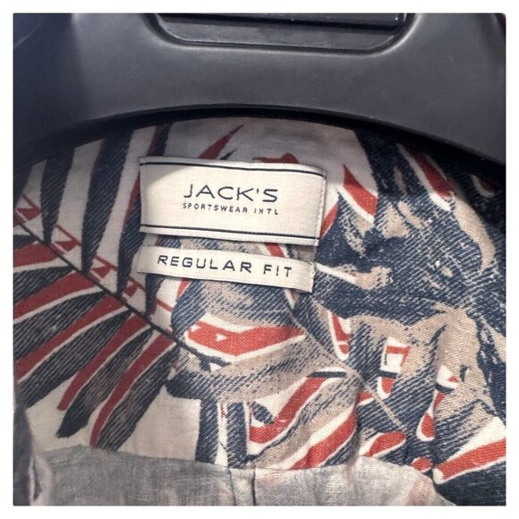 Jacks sportswear Linen blend 3d style tropical print shirt size medium - Picture 3 of 4